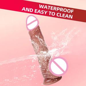 Dildo realistico per la pelle delle donne che scorrono i testicoli del prepuzio Dildo stimolazione vaginale anale Strapon grandi pene giocattoli del sesso per la donna - Product Image 2