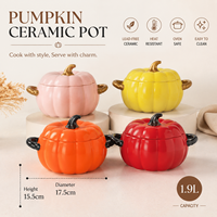 Soupière en céramique en forme de citrouille avec couvercle, logo personnalisé, pot à gratin coloré pour Thanksgiving, cadeau d'Halloween, commande en gros