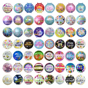 Happy Birthday Party Foil Balloons 18" Foil Mylar Helium Balloon Round Balloons for Birthday Parties Decorations Supplies