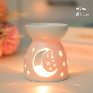 White <b>Ceramic</b> Burner Candle Essential Oil Aromatherapy <b>Diffuser</b> Hollow Heating Stove Middle East Home Decor Ornament - Product Image 5