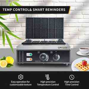 <span class=keywords><strong>Gaufrier</strong></span> Rectangle en acier inoxydable commercial 10 pièces <span class=keywords><strong>gaufrier</strong></span> belge industriel antiadhésif 110/220V temps de température collation - Product Image 4