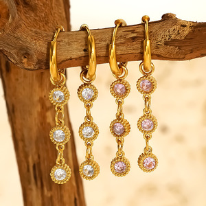 <span class=keywords><strong>Pendientes</strong></span> de joyería de acero inoxidable, borla de Color, inserción de moda Vintage, circón, acero inoxidable antialérgico, <span class=keywords><strong>pendientes</strong></span> de gota sin desvanecimiento - Product Image 1