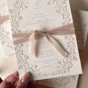 Invitación <span class=keywords><strong>de</strong></span> Boda Elegante y Minimalista con Grabado en Relieve, Impresa con Letterpress, para Ceremonia <span class=keywords><strong>de</strong></span> Boda Sencilla, Despedida <span class=keywords><strong>de</strong></span> Soltera, Fiesta <span class=keywords><strong>de</strong></span> Compromiso o Evento - Product Image 4