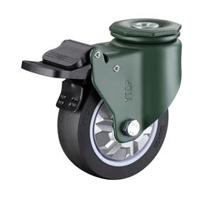 Prix d'usine ISO Roues pivotantes noires de 4 pouces Roues de chariot en PU Roues pivotantes à trou de boulon - Product Image 1