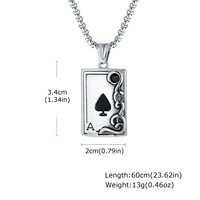 Kalung Liontin Kartu Poker Ace of Spades Baja Anti Karat Gaya Gothic Punk Hip Hop, Perhiasan Fashion, Grosir, Aksesoris DIY Pria