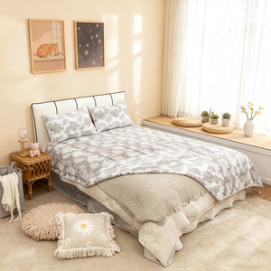 Vendita diretta in fabbrica-prezzo basso-puro cotone e lino-motivo Jacquard-Set di copriletti e trapunte in tre pezzi - Product Image 2