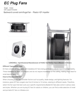 Kipas Sentrifugal EC LONGWELL 355mm dengan Kontrol Kecepatan 230V, Kipas Sentrifugal EC Lengkung Belakang Aliran Udara Tinggi - Product Image 3