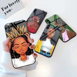 Fashion Black Girl Magic Uv Printed Plastic Tpu Glossy Glass Phone Cases For Iphone 13 12 7 Xr 11 Pro Case Mobile Cover