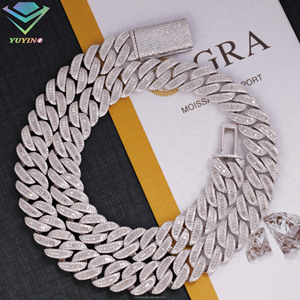 Chaîne fine cubaine avec diamants baguette VVS et moissanite, plaqué or, argent sterling 925, passe le testeur de diamants, certifié GRA - Product Image 2