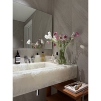Comptoir de vanité de salle de bains en pierre translucide de luxe Bassin de pierre précieuse en cristal blanc de quartz Bassin de pierre de quartz blanc naturel