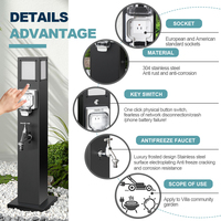 Prise de courant extérieure en acier inoxydable IP66 étanche 20A/50A sur pied pour usage extérieur