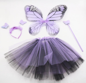 Disfraz de Hada Mariposa Morado y Negro para Niñas, Conjunto de Disfraz de Anime con Falda Tutú, Alas, Diadema y Varita, Kit de Vestido para Fiesta de Halloween - Product Image 3