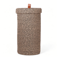Panier de rangement pour papier toilette de style bohème, rond, gain de place, en coton tissé à la main, pour rouleaux jumbo