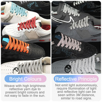 Lacets plats réfléchissants personnalisés en polyester de 8 mm, double couche tressée, pour baskets, chaussures décontractées, chaussures de sécurité et bottes de travail, colorés