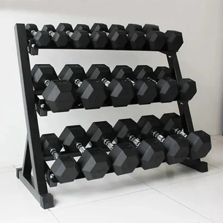 Harga pabrik peralatan Gym dumbel besi cor Dumbbell karet dumbel