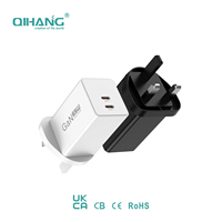 Chargeur pour ordinateur portable USB-C GaN 65W, prise UK, adaptateur secteur ultra-compact, approuvé CE/CB, populaire sur les plateformes e-commerce