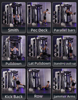 Station multifonctionnelle de qualité commerciale pour salle de sport à domicile, ensemble complet avec rack à squats intégré et crossover de câbles, livraison DDP