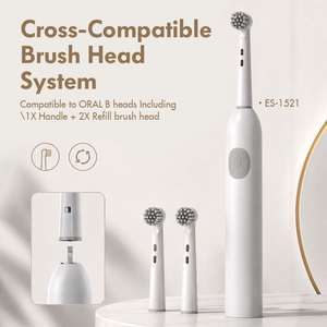 PRITECH <span class=keywords><strong>Brosse</strong></span> à dents électrique rechargeable compatible avec les têtes <span class=keywords><strong>Oral</strong></span> <span class=keywords><strong>B</strong></span>, étanche IPX7, 3 modes, avec 2 recharges DuPont - Product Image 2