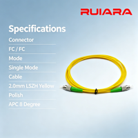 Kabel Patch Cord Serat Optik Kuarsa Mode Tunggal RUIARA FC FC APC Warna Kuning 2.0mm LSZH untuk Pusat Data, Telekomunikasi, FTTH, CATV, LAN