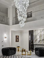 Lustre moderne suspendu pour plafond, halls d'entrée, escaliers, grand luminaire suspendu en céramique en forme de feuille, éclairage LED