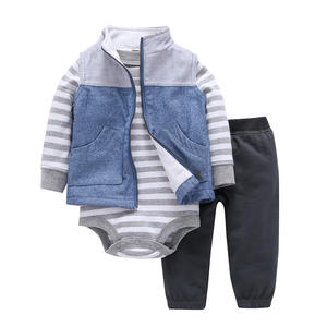 Ensemble 3 pièces en coton à capuche pour enfants (garçons et filles) : veste, barboteuse et pantalon – Vêtements pour bébés et jeunes enfants - Product Image 2