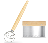 Grattoir à pâte en métal robuste coupe hachoir à pâtisserie grattoir à pâte en acier inoxydable avec manche en bois pour la cuisson cuisson grillades