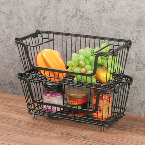 Cesta de Almacenamiento de Cocina de Hierro Forjado con Acabado Lacado Clásico, Apilable, Multifuncional, para Especias y Aperitivos, Portátil, para Uso Doméstico - Product Image 3