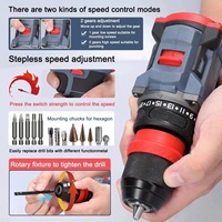 Mini perceuse sans fil 16V sans balais, 50N.m, mandrin auto-serrant, tournevis électrique, 20+1 réglages de couple variables, 2.0AH, pour la construction