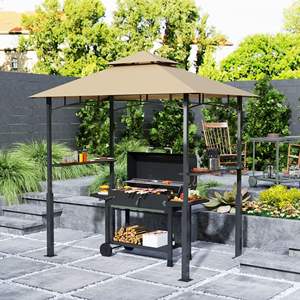 Gazebo para Exteriores Db con Parrilla, 8 x 5 Pies, Estructura de Acero, con Luz LED, Estantes Laterales, Ganchos, Abrebotellas, Diseño Moderno, Color Negro - Product Image 3