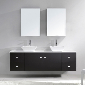 Juego de tocador de baño de lujo, tocador flotante de <span class=keywords><strong>35</strong></span> pulgadas, negro, con lavabo doble moderno - Product Image 2