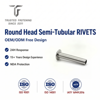 Rivets semi-tubulaires à tête ronde en cuivre TianFang pour la production de chaînes de convoyeurs, finition étamée, outillage personnalisé, dimensions sur mesure