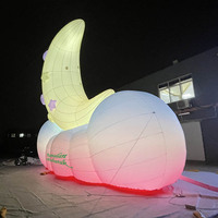 Ramadan Mubarak et prière de l'Aïd Lune lumineuse géante gonflable avec affichage de cour décoratif en nuage pour les événements musulmans