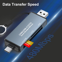   Lector de Tarjetas de Memoria USB 2.0 3 en 1 OTG de Aluminio OEM, Adaptador USB Tipo C para Android, iPhone y Laptop