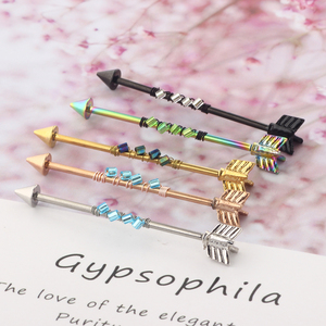 Mezclar colores Barbell Industrial pendientes <span class=keywords><strong>flecha</strong></span> Acero quirúrgico 14G <span class=keywords><strong>Tragus</strong></span> Helix cartílago Piercing del cuerpo de la joyería para hombres mujeres de 30pcs - Product Image 2