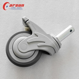 Hospital Equipamentos Médicos Rodízio Rodas 100mm Giratória e Rígida Bloqueio Central com Aço e Borracha Grip Anel Stem Rodízios - Product Image 5