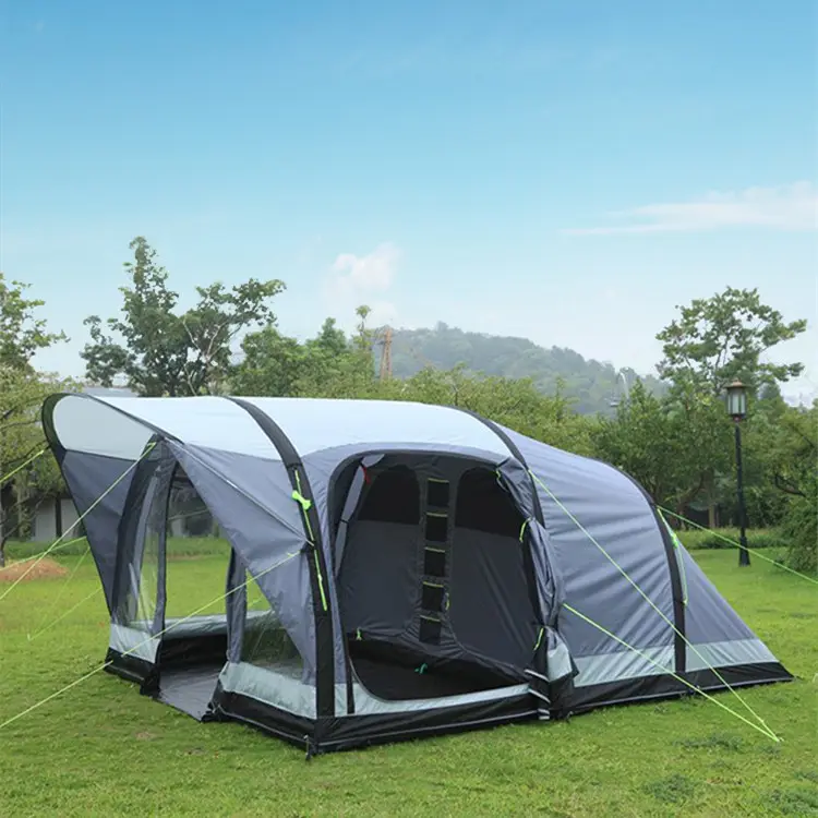 8 Man Grote Wind Slip Tunnel Opblaasbare Familie Camping Tent Met 4 Kamers