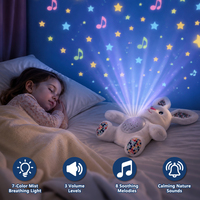 Peluche Lapin Personnalisé avec Projection, Veilleuse Apaisante, Lumière Respirante 7 Couleurs, 8 Mélodies, Veilleuse Étoilée, Jouet en Peluche