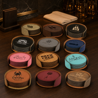 Ensemble de sous-verres ronds en similicuir gravables au laser avec gravure de logo personnalisé, sous-verres en cuir PU pour bar, café, vente en gros