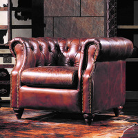 Ensemble de canapés modulaires rustiques chinois haut de gamme, canapé en cuir grainé classique antique, mobilier de salon royal, fauteuils