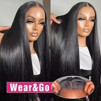 Perruque Lace Frontale en Cheveux Humains Vietnamiens Bruts Double Drawn Ultra-Lisses, Haute Qualité, avec Dentelle HD, pour Femmes Noires