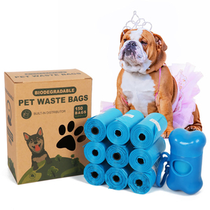 Venta al por mayor de bolsas de tierra para caca de perro con dispensador manos libres y correa caja de basura perfumada impresa personalizada plástico PE personalizable - Product Image 2
