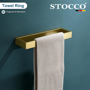 Ensemble d'accessoires de salle de bain en or brossé : <span class=keywords><strong>porte</strong></span>-serviettes, <span class=keywords><strong>porte</strong></span>-rouleau de papier toilette, crochets pour peignoirs, idéal pour les petites salles de bain - Product Image 4