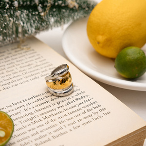 Minimalist Three Layer <b>Ring</b> <b>Titanium</b> Steel Geometric Design Women's Fashion Jewelry Gift - Product Image 4