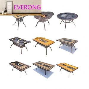 Mesa de Comedor de Hierro Forjado de Estilo Moderno y Clásico, Fabricada en Aluminio Fundido, con Parrilla para Barbacoa, para Patio, Jardín, Balcón - Product Image 2