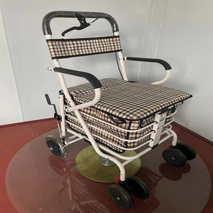 Shopping <b>Cart</b> For Seniors Four Wheel Mobility Aid With Seat And Brake Manual Operation Convenient Grocery Assistance - Product Image 1