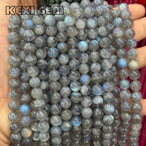 Cuentas de Labradorita Natural Gris al por Mayor, 4mm 6mm 8mm 10mm 12mm, Cuentas Redondas Sueltas de Labradorita Natural con Destello Azul para Pulseras DIY - Product Image 2