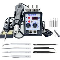 Station de soudage numérique ESD 2-en-1 8586, kit de pistolet à air chaud pour retravailler les composants SMD, outils de réparation de soudage avec fer à souder 220V/110V