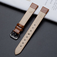 Bracelet de montre en cuir de vachette souple et fin, 10mm 12mm 14mm 16mm, à grain fin, avec boucle ardillon, de remplacement, vente en gros OEM