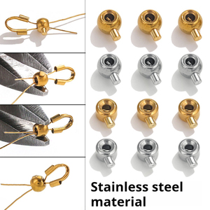 20Pcs Crimp End Bead 304 Stainless Steel Positioning Stopper <b>Spacer</b> Locating Bead for Jewelry Making DIY Bracelet End Clip Clasp - Product Image 2