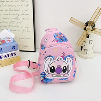 Sac de poitrine léger en nylon à fermeture éclair pour enfants, motif Stitch, avec compartiment pour ordinateur portable, sac de voyage bandoulière pour garçons et filles de maternelle